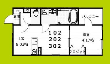 ポラリス藤井寺Ⅱ北棟 間取り