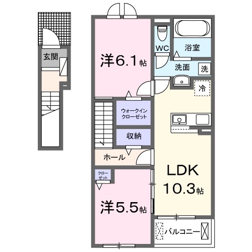 額原町アパートＫ・Ⅱ 間取り図