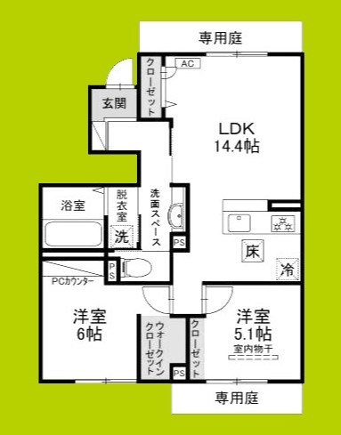 仮称D-ROOM六万寺町 間取り