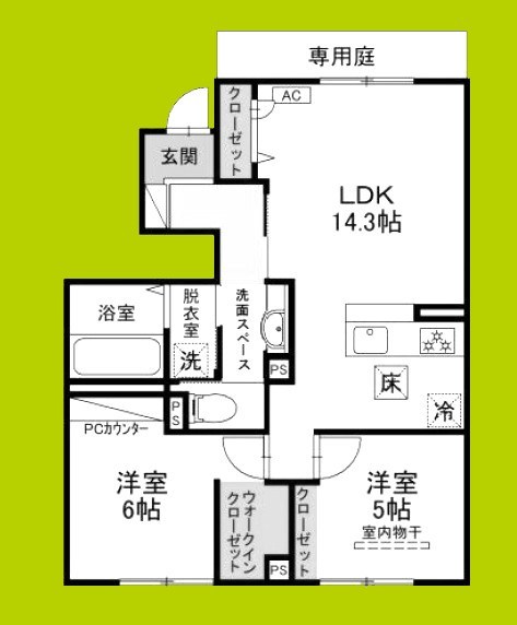 仮称D-ROOM六万寺町 間取り