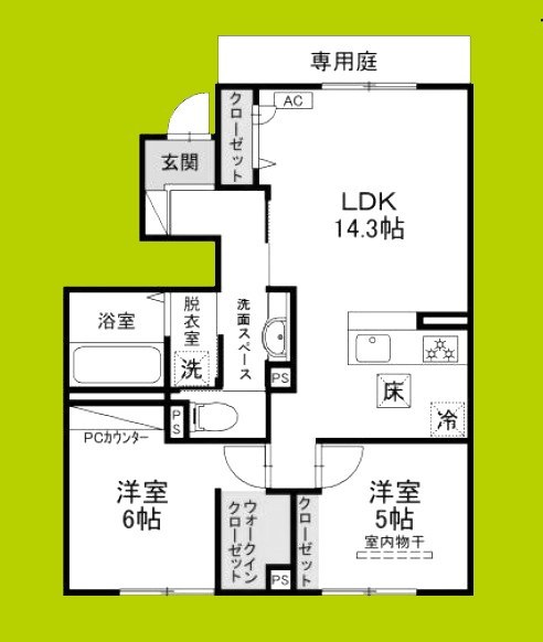 仮称D-ROOM六万寺町 間取り