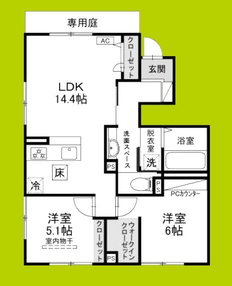 仮称D-ROOM六万寺町 間取り