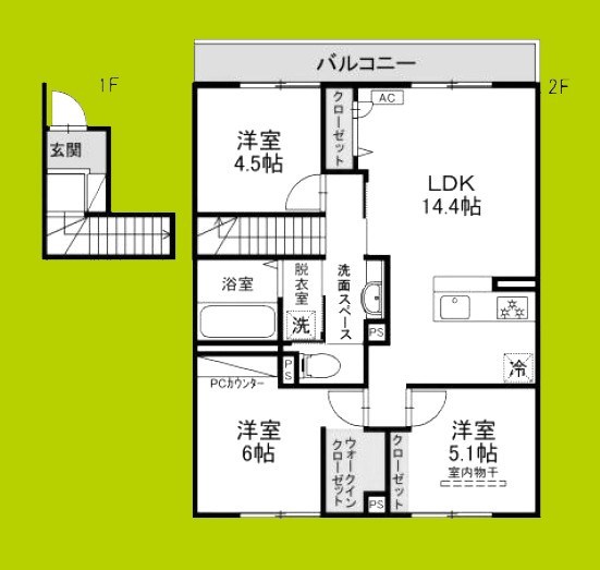 仮称D-ROOM六万寺町 間取り