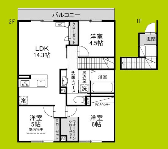 仮称D-ROOM六万寺町 間取り