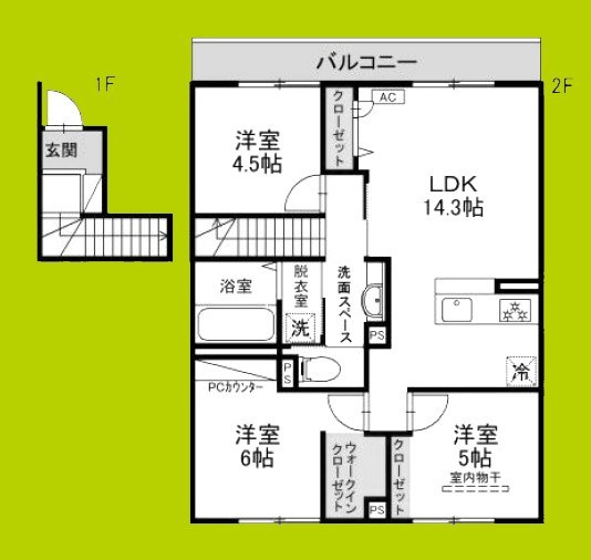 仮称D-ROOM六万寺町 間取り