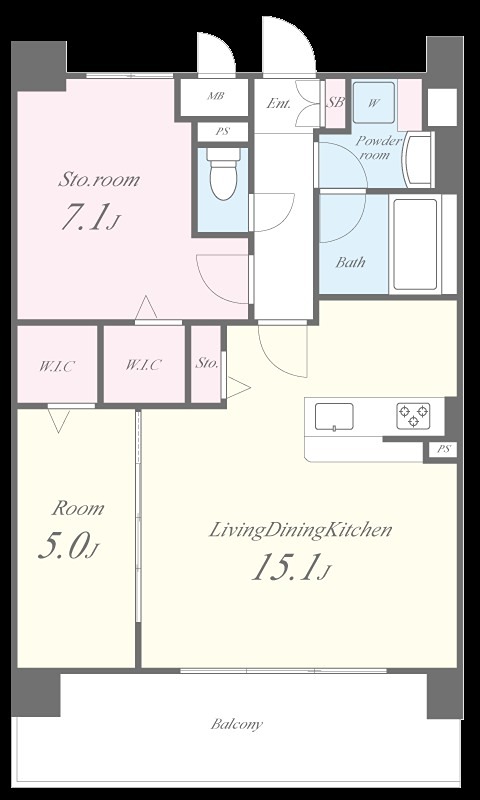 メゾンドボヌール弁天町 間取り