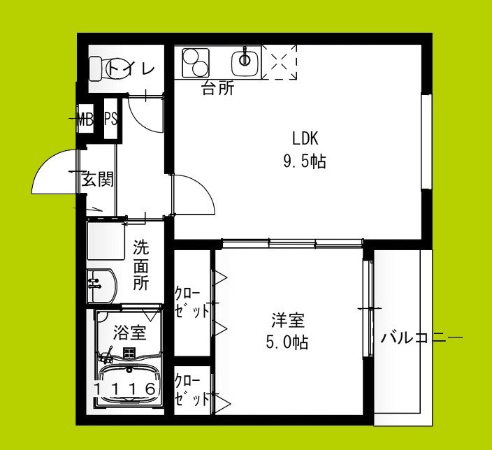 フジパレス瓜生堂Ⅱ番館 間取り図
