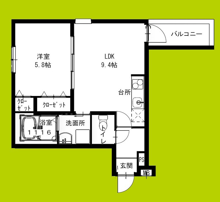 フジパレス瓜生堂Ⅴ番館 間取り