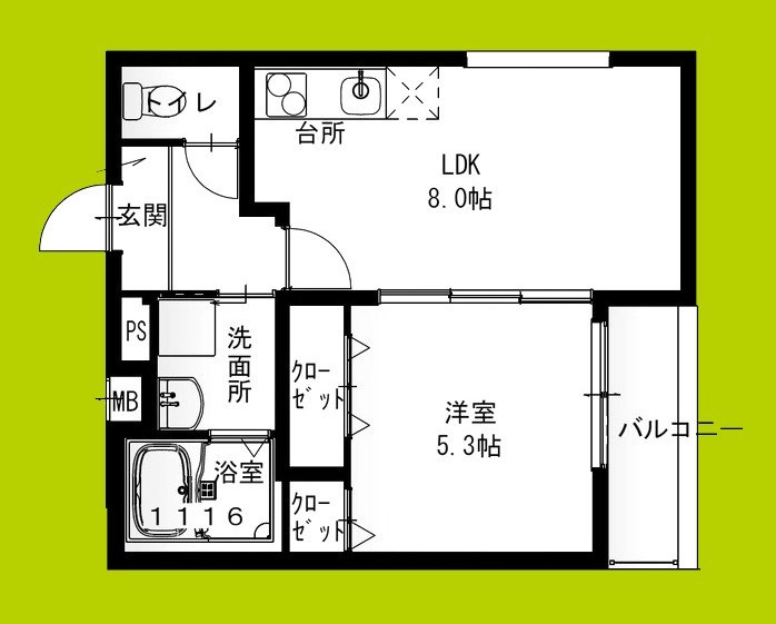 フジパレス瓜生堂Ⅵ番館 間取り