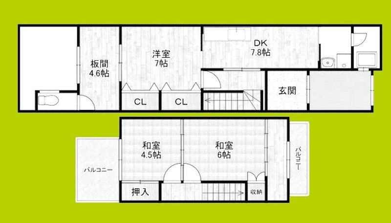 駒川2貸家 間取り