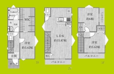 都島区都島本通3丁目B号棟・戸建 間取り図