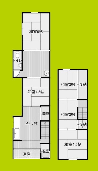 大阪市城東区東中浜６DK戸建 間取り