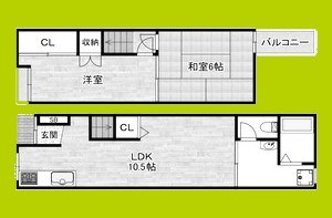 平野区瓜破西2丁目貸家 間取り