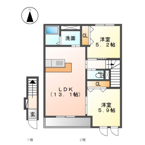 Ｍａｓｕｅｍｏｎ　Ⅱ番館 間取り