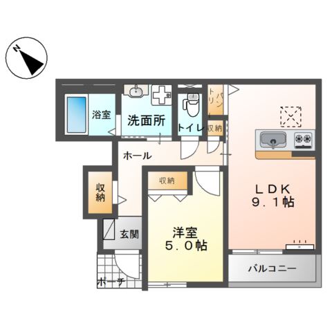 仮称）泉大津市綾井新築アパート 間取り