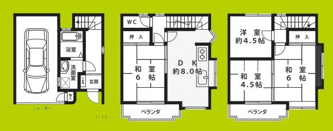 大野1丁目貸家 間取り