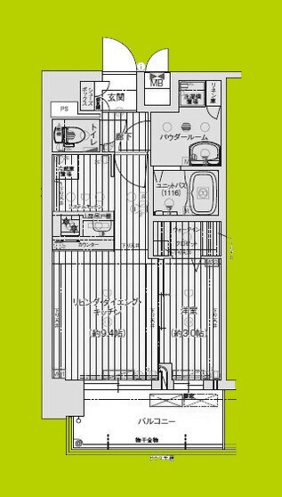 プレサンス京橋GREEN　YARDアルミラ 間取り図