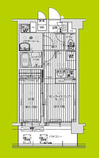 プレサンス京橋GREEN　YARDアルミラ 間取り図