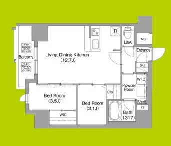 コンフォリア・リヴ北浜高麗橋 間取り