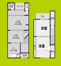 平野本町2丁目貸家 間取り