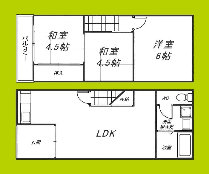東住吉区住道矢田1丁目貸家 間取り