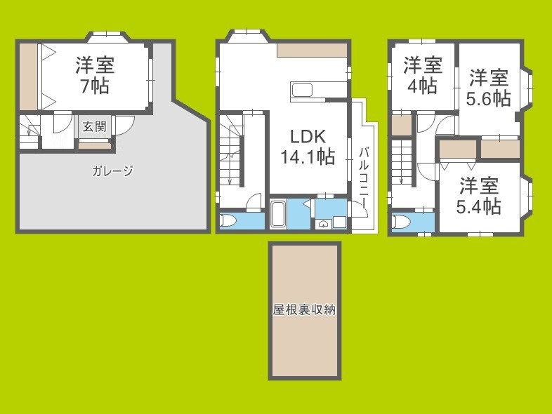 東住吉区山坂4丁目戸建 間取り