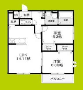 (仮称)伊丹市野間北1丁目賃貸住宅新築工事 間取り