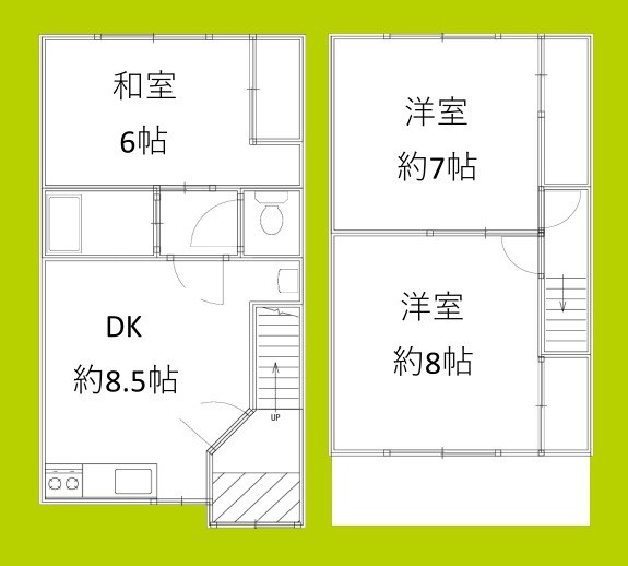 大阪市西成区鶴見橋一丁目9番8号所在戸建 間取り