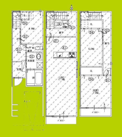 東中本2丁目テラスハウス 間取り