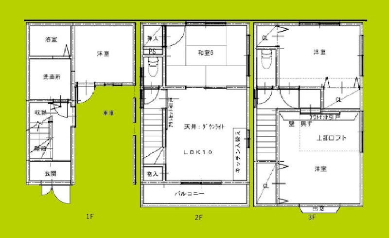 大阪市東淀川区大桐2-15-17貸戸建 間取り