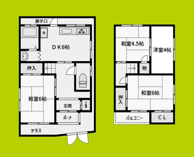 住道矢田5丁目貸家 間取り