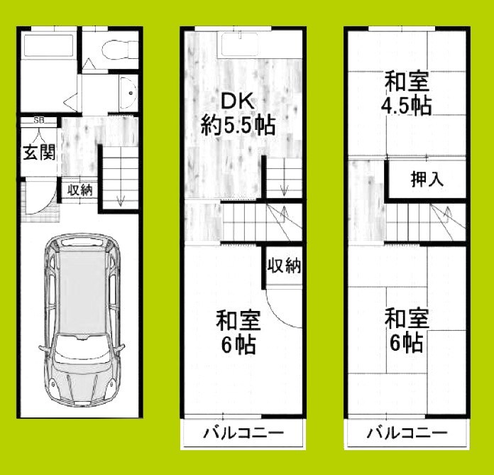 小林西2丁目車庫付テラス 間取り
