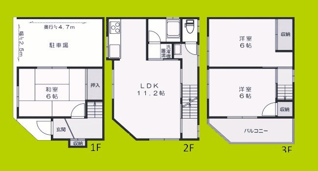 大阪市平野区平野東2-11-77貸家 間取り
