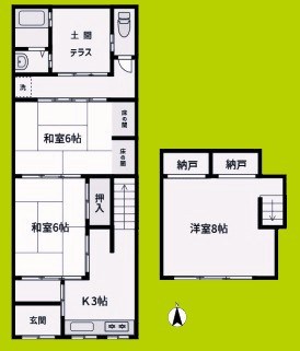 杭全８丁目貸家 間取り
