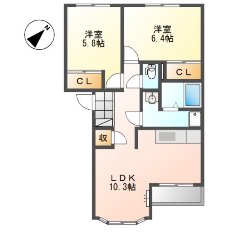 ソレイユＢ 間取り図