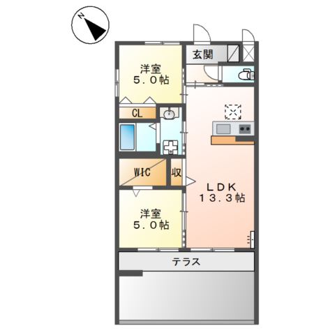仮称）泉大津市千原町新築アパート 間取り