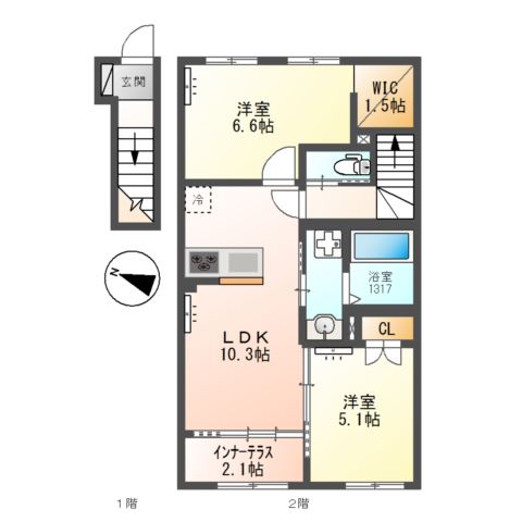交野市郡津４丁目アパート新築工事 間取り
