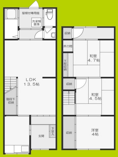東淀川区下新庄5-2-15テラス 間取り