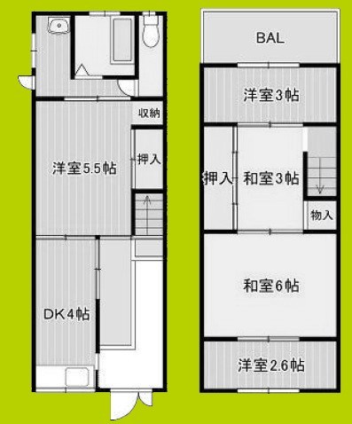 桃谷4丁目テラスハウス 間取り