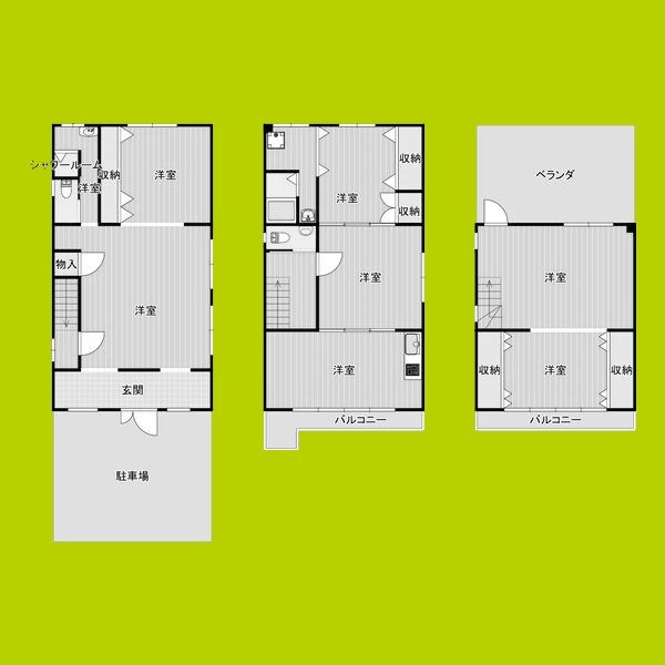 住之江区御崎8丁目3階戸建て 間取り