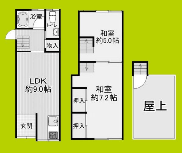 大阪市阿倍野区松虫通1丁目戸建 間取り
