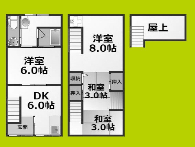 王子町3丁目貸家　 間取り