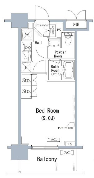 パークアクシス千葉新町 803号室 間取り