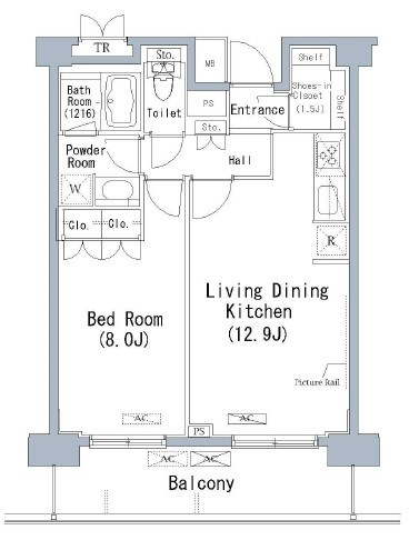 パークアクシス千葉新町 1303号室 間取り