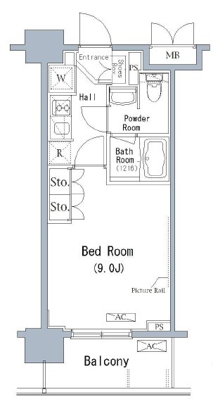 パークアクシス千葉新町 607号室 間取り