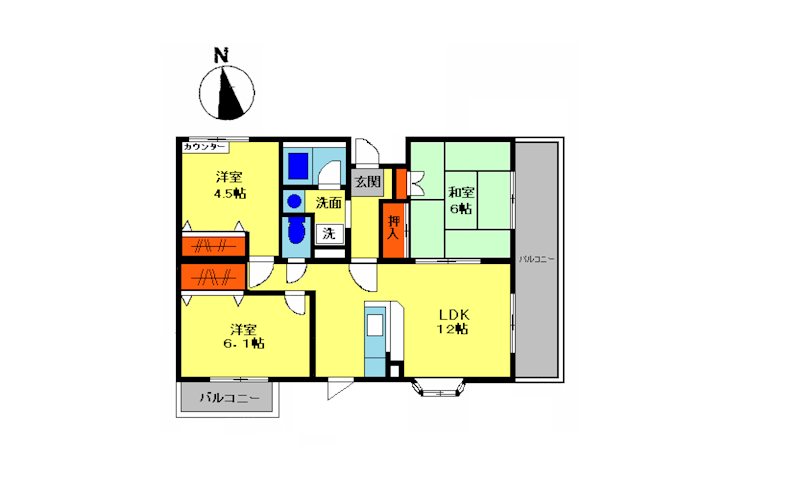 ラフィネ栗平 108号室 間取り