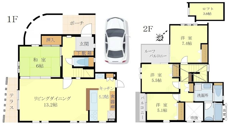 調布ヶ丘4丁目戸建 間取り図