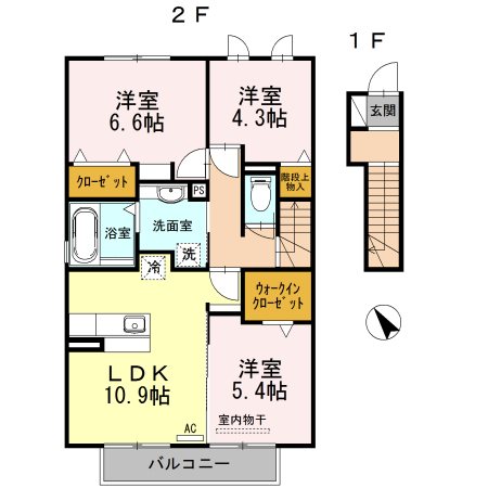 Ｃｈｏｕｅｔｔｅ（シュエット）Ｂ棟 間取り