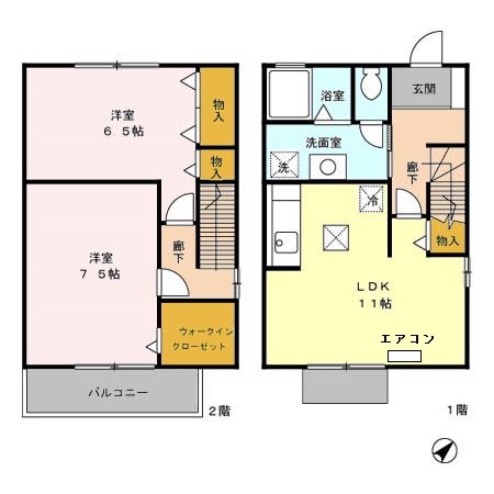 ウィルコート岩根　 D　east 間取り