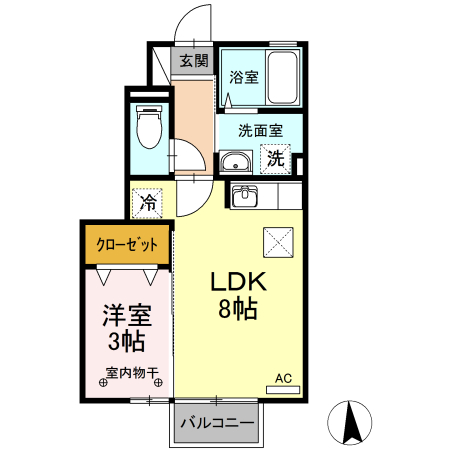 カエツリアルフィールドＤ－ｒｏｏｍ　Ｂ 間取り